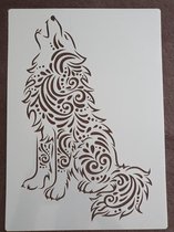 Huilende wolf, stencil, kaarten maken, scrapbooking, A4 formaat