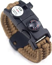 LED Outdoor Survival Paracord armband en  5  andere functies (Kaki sand kleur)