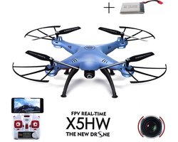 Syma X5HW drone met extra accu en HD camera | FPV live | WiFi | Quadcopter – Blauw