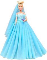 Bruidsjurk voor modepoppen - bruidsmeisjes jurken - prinsessenjurk - barbiejurk - bruidsjurken - trouwjurk - blauw