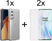 Oneplus 9 Pro hoesje siliconen case transparant - 2x OnePlus 9 Pro Screenprotector UV