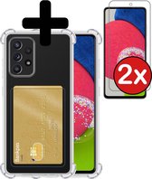 Samsung Galaxy A52s Hoesje Pasjeshouder Case Met 2x Screenprotector - Samsung Galaxy A52s Pasjeshouder Card Case Hoesje Met 2x Screenprotector - Transparant