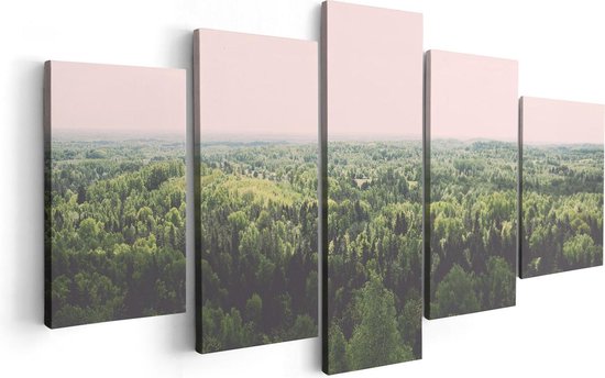Artaza Toile Peinture Pentaptyque Forêt Sans Fin Avec Des Arbres Verts - 100x50 - Photo Sur Toile - Impression Sur Toile