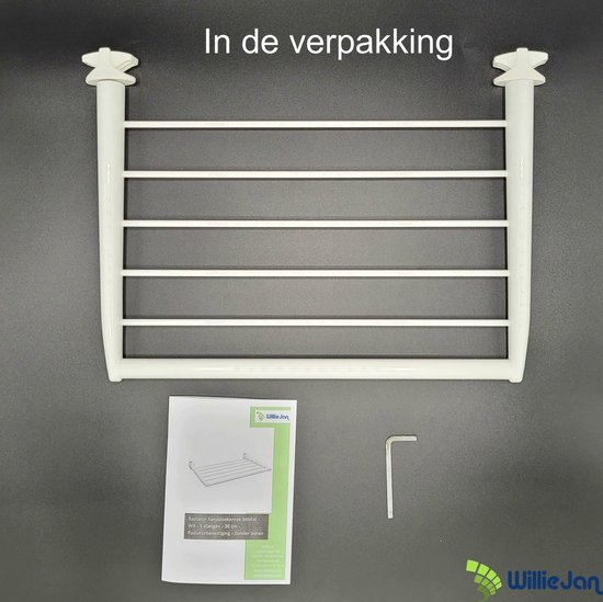 WillieJan Radiator rek voor handdoeken - 5 stangen - Wit - Zonder boren ...