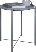 Loftey Bijzettafel Rond Grijs - Salontafel – Koffietafel en dienblad – Industrieel / Scandinavisch - 50x42x42 cm