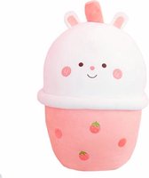 XXL Milkshake konijn kawaii knuffel - knuffel - 57cm - roze - zacht