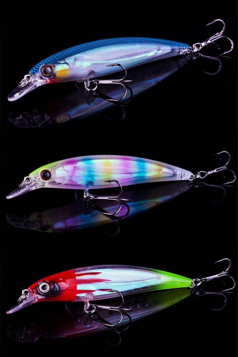 Kunstaas Roofvis - Set van drie stuks - 11 cm - Blue - Rainbow - Red White Yellow - Snoek - Baars - Snoekbaars - Hengelsport