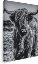 Artaza - Peinture sur toile - Vache écossaise Highlander - Zwart Wit - 60x80 - Photo sur toile - Impression sur toile