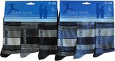 Jongens sokken - katoen 6 paar - jeanswear - maat 27/30 - assortiment grijs - blauw / naadloos