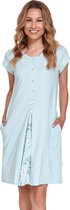 Doctor Nap Katoenen Nachthemd met Drukknoopjes Dames | Nachtjapon Dames | Borstvoeding Nachtkleding | Borstvoeding Nachthemd | Pool Blue TCB.9703 XL