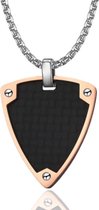 Tom Jaxon Dogtag Driehoek kettinghanger Edelstaal Carbon Rosegoud Zwart