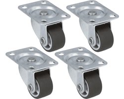 AMIG Transportwielen 30mm - Set van 4 Zwenkwielen - Geruisloze Meubelwielen - 135kg