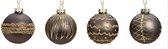 Glazen Kerstballen Met Glitters - Grijs / Goud - Diameter 6cm - 12 Stuks