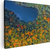 Artaza Canvas Schilderij Kleurrijke Bos Met Bomen Naast Een Meer - 80x60 - Foto Op Canvas - Canvas Print