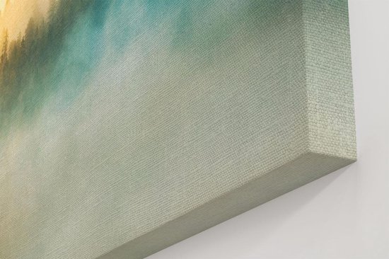 Artaza - Peinture sur toile - Lever de soleil coloré dans la forêt avec brouillard - 80x60 - Photo sur toile - Impression sur toile