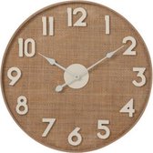 J-Line Klok Riet Rond Naturel/Wit Small