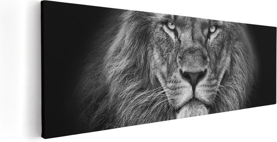 Artaza - Peinture sur toile - Lion - Tête de lion - Zwart Wit - 90x30 - Photo sur toile - Impression sur toile