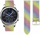 Leer Smartwatch bandje - Geschikt voor  Samsung Gear S3 leren glitter bandje - regenboog - Strap-it Horlogeband / Polsband / Armband
