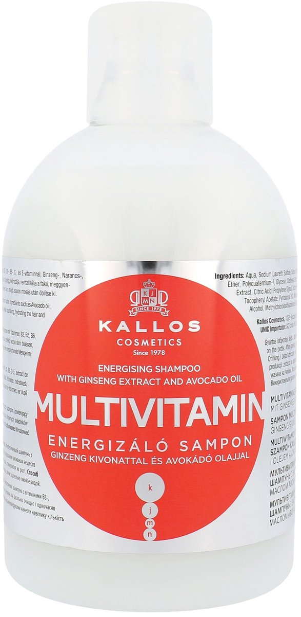 Kallos - Multivitamin Shampoo with Ginseng Extract and Avocado Oil - 1000ml