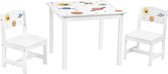 Segenn's Joy kindertafel - Kindertafeltje met 2 stoeltjes - Tafelpoten van massief hout - Wit