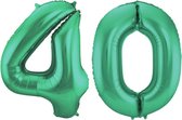 De Ballonnenkoning - Folieballon Cijfer 40 Groen Metallic Mat - 86 cm