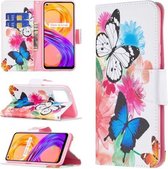 Voor OPPO Realme 8/Realme 8 Pro Gekleurd Tekenpatroon Horizontale Flip Lederen Case met Houder & Kaartsleuven & Portemonnee (vlinders)