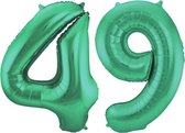 De Ballonnenkoning - Folieballon Cijfer 49 Groen Metallic Mat - 86 cm