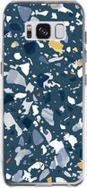 Samsung Galaxy S8 Telefoonhoesje - Transparant Siliconenhoesje - Flexibel - Met Marmerprint - Terrazzo - Donkerblauw