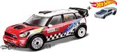Mini Cooper WRC #37 Dani Sordo (Rood/Wit) 1/32 Bburago + Hot Wheels Miniatuurauto + 3 Unieke Auto Stickers! - Model auto - Schaalmodel - Modelauto - Miniatuur autos - Speelgoed voor kinderen