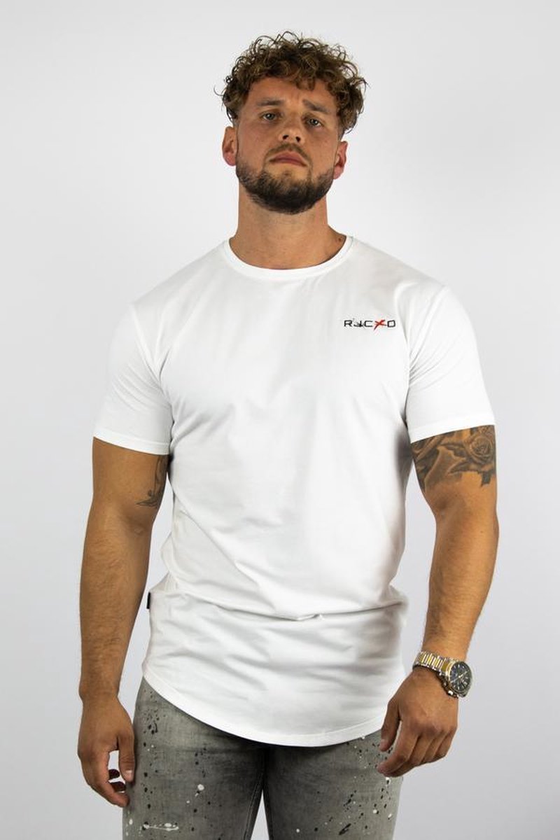 REJECTED CLOTHING - T Shirt - Wit - Slim Fit - Kruis - Maat XL