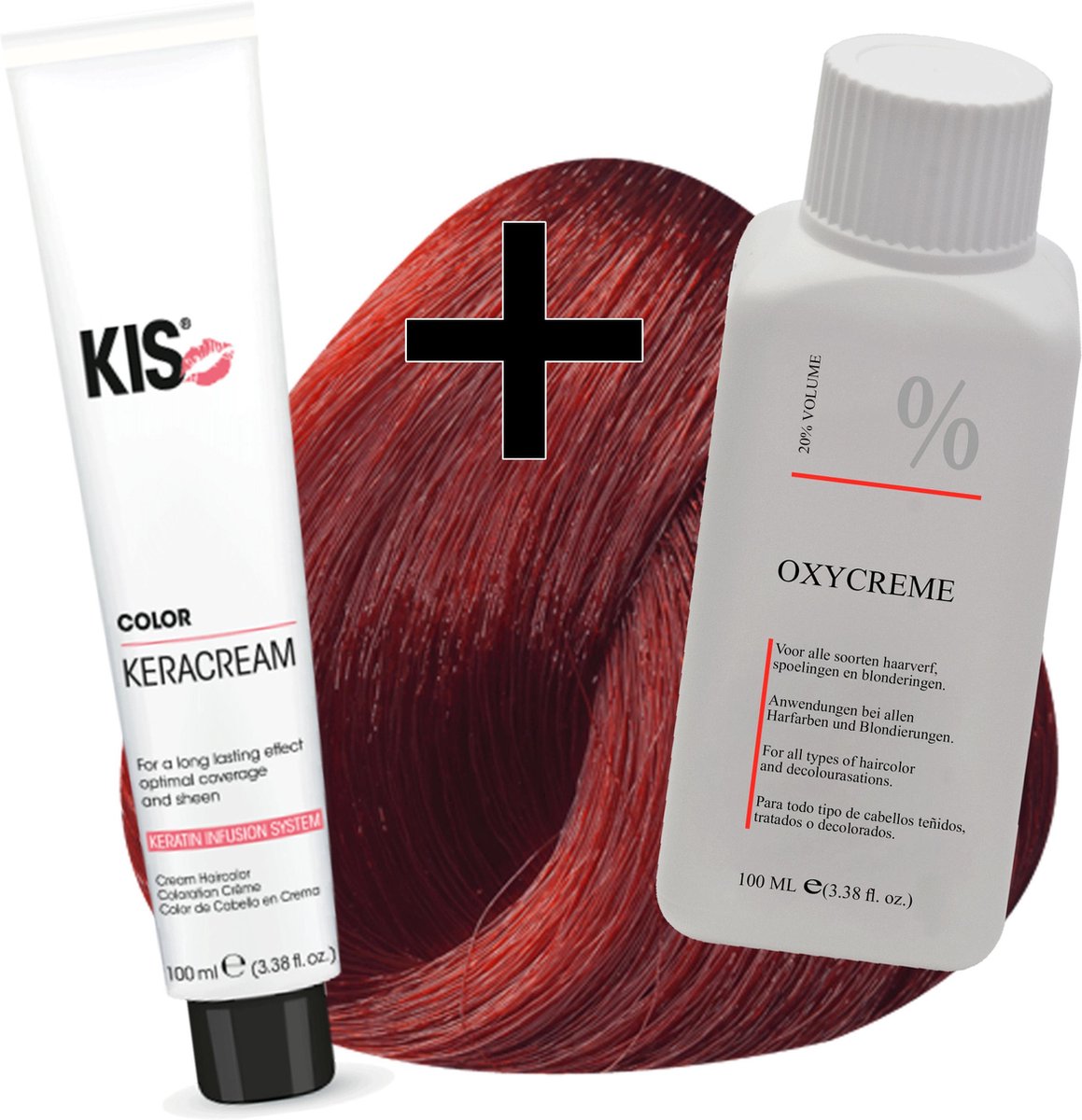 KIS haarverfset - 7R Licht rood - haarverf & waterstofperoxide