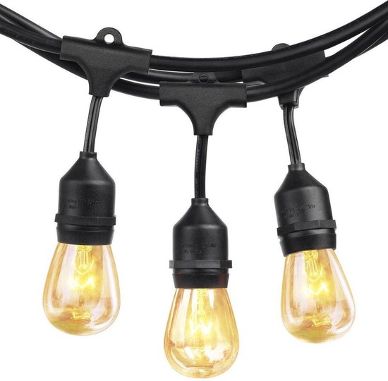 TRENDLINC TL-1515 Outdoor Lichtsnoer | 15,5 meter | 15xE27 fittingen | Neopreen / Rubber kabel! | Professionele kwaliteit! | Waterdicht! | Exclusief lampen | Tuinverlichting | Feestverlichting | Sfeerverlichting