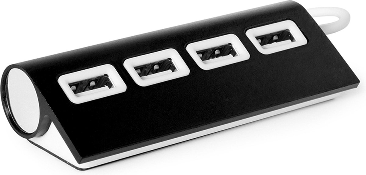 Elegante USB hub - splitter - switch - 4 poorten - met kabel - computer accessoires - zwart