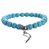 Fako Bijoux® - Armband - Turquoise Kralen - Dolfijn - 8mm