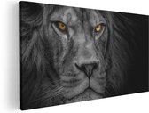 Artaza Canvas Schilderij Leeuw - Leeuwenkop - Zwart Wit - 120x60 - Groot - Foto Op Canvas - Canvas Print