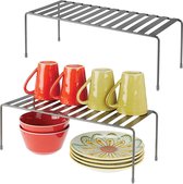 afdruiprek -mdesign set van 2 keuken dish rack - vrijstaande metalen plaatrek - extra groot keukenrek voor bekers, platen, voedsel, enz. - donkergrijs - (WK 02123)