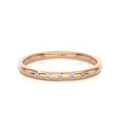 Roségouden elegante dames ring, aanschuifring - 14 karaat roségoud,  5 diamanten