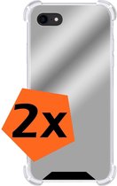 Hoesje Geschikt voor iPhone SE 2020 Hoesje Shock Proof Cover Case Shockproof - Hoes Geschikt voor iPhone SE (2020) Hoes Siliconen Back Case - Zilver - 2 PACK
