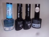 startersset gellak nagellak ultra base coat, topcoat, kleur en nagelriem olie