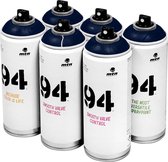 MTN 94 Navy Blue - donkerblauwe spuitverf - 6 stuks - 400ml lage druk en matte afwerking