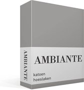Ambiante Cotton Uni - Hoeslaken - Eenpersoons - 90x200 cm - Grey