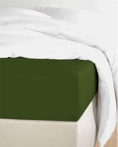 Luxury Bedding - hoeslaken- jersey- stretch- Lits-jumeaux- 190x220+40cm- geschikt voor boxspring- olijfgroen