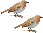 4x stuks decoratie vogel/muurvogel Roodborst voor in de tuin 38 cm - Tuindecoratie dierenbeeldjes - Tuinvogels/muurvogels