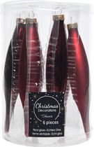 18x stuks glazen kersthangers ijspegels kerstballen donkerrood 15 cm - Kerstboomversiering - Kerstdecoratie