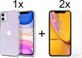 Telefoonhoesje iPhone 12 hoesje en iPhone 12 pro hoesje transparant 2x iPhone 12 en iPhone 12 pro Screenprotector