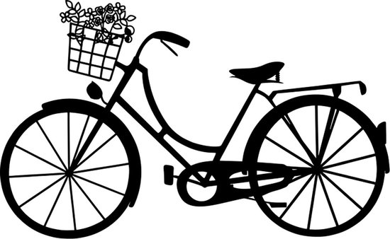 Stadsfiets met bloemenrekje -- Wall art by Cutting Edge Design, Tags: Fietsen Bike Bicycle Nederland Bakfiets Bloemenmand Fietsmand Rustiek Amsterdam Interieur Hout Cadeau Geschenk Uniek Rustgevend