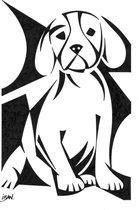 Hond °1: Cavalier King Charles-spaniël  - unieke zwart-wit pentekening met lijst (Iban Van der Zeyp)