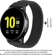 Zwart Elastisch Nylon Bandje voor bepaalde 20mm smartwatches van verschillende bekende merken (zie lijst met compatibele modellen in producttekst) - Maat: zie foto – 20 mm black el