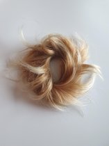 Haarstuk kort elastiek Messy Bun crunchie knot donker ombre goud en licht blond mix