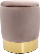 Sunfield Kruk | Fluwelen Kruk met Deksel | ø 31 cm H 38 cm | Licht Roze Goud